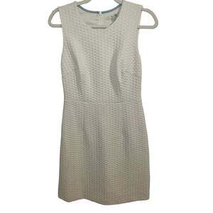 Boden Textured Knitted White Dress Diamond Print Stretch Comfort Dress size 6